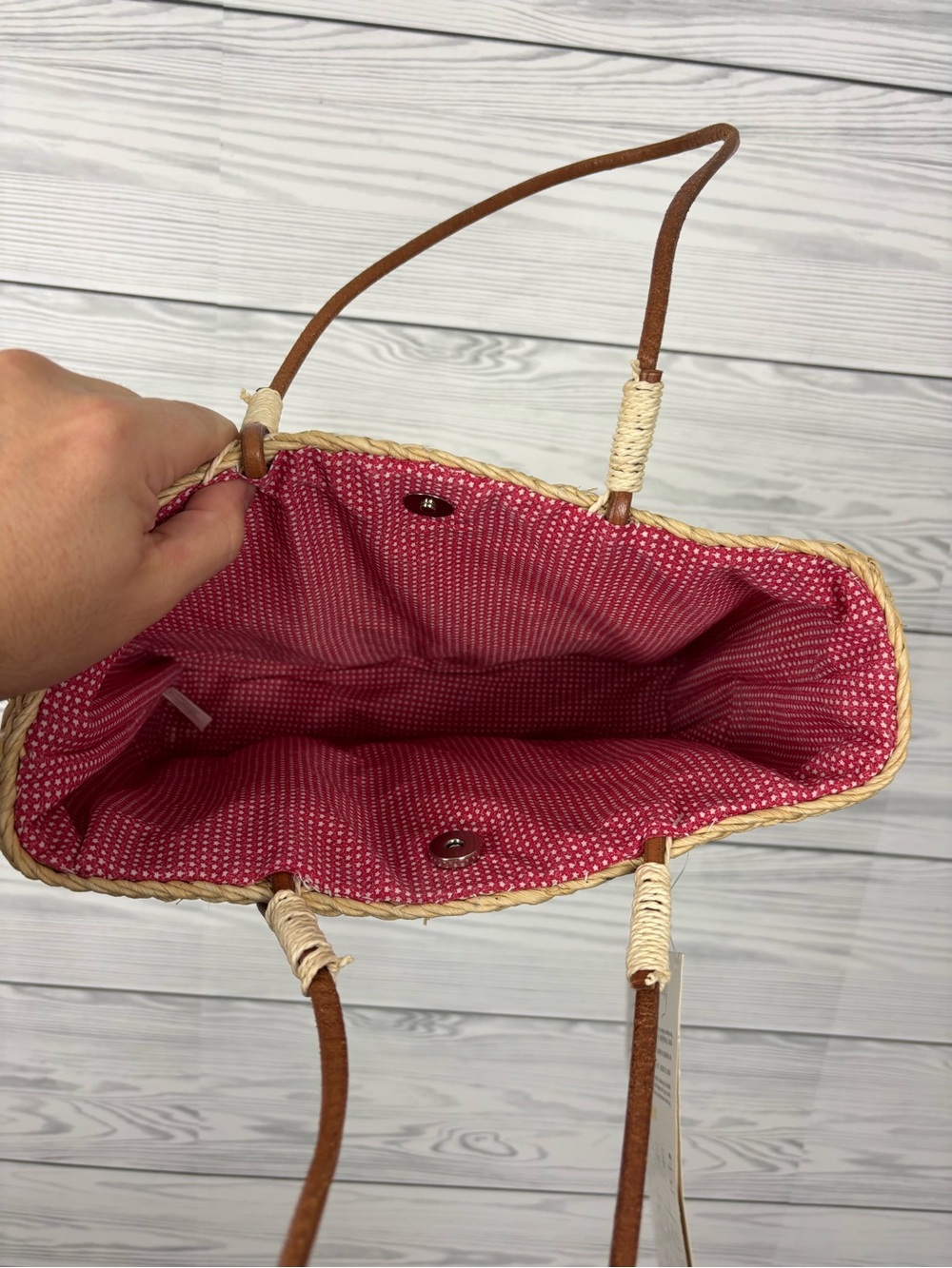QVC Corn Husk Straw Bag American Flag Fourth of July Purse NWT - Picture 7 of 9